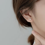 925 Silver Zircon Crown Stud Earrings Classic Fine Jewelry