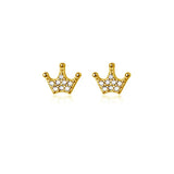 925 Silver Zircon Crown Stud Earrings Classic Fine Jewelry