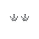 925 Silver Zircon Crown Stud Earrings Classic Fine Jewelry