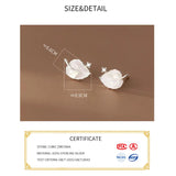 925 Silver Zircon Enamel Leaves Stud Earrings Women Plant Jewelry