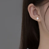 925 Silver Zircon Enamel Leaves Stud Earrings Women Plant Jewelry