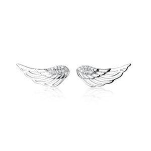 925 Sterling Silver Zircon Feather Stud Earring for Women Party