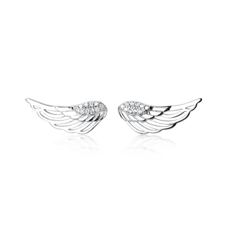 925 Sterling Silver Zircon Feather Stud Earring for Women Party