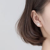 925 Sterling Silver Zircon Feather Stud Earring for Women Party