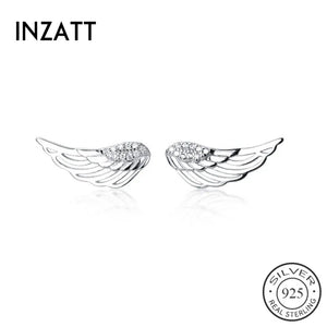 925 Sterling Silver Zircon Feather Stud Earring for Women Party