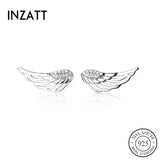 925 Sterling Silver Zircon Feather Stud Earring for Women Party