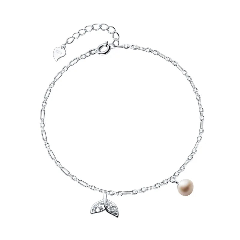 925 Silver Zircon Fish Tail Bracelet for Women
