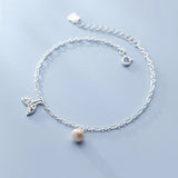 925 Silver Zircon Fish Tail Bracelet for Women