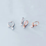 925 Sterling Silver Zircon Flower Hoop Earrings Women Party Jewelry