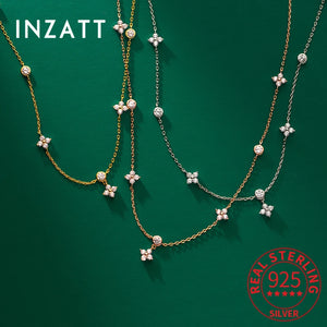 925 Silver Zircon Flower Choker Necklace Women Bohemian Jewelry