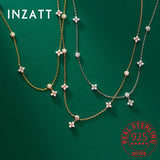 925 Silver Zircon Flower Choker Necklace Women Bohemian Jewelry