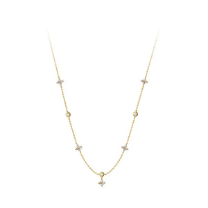 925 Silver Zircon Flower Choker Necklace Women Bohemian Jewelry