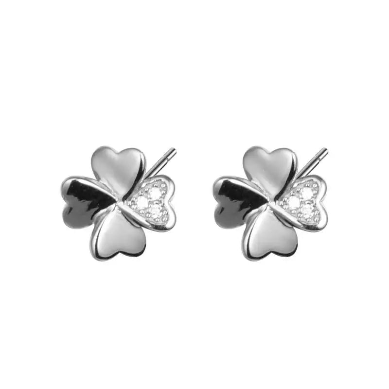 925 Silver Zircon Flower Stud Earring Women Fine Jewelry Gift