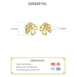 925 Silver Zircon Flower Stud Earrings Women Fine Jewelry