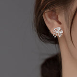 925 Silver Zircon Flower Stud Earrings Women Fine Jewelry
