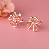 925 Silver Zircon Flower Stud Earrings Women Fine Jewelry