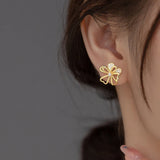 925 Silver Zircon Flower Stud Earrings Women Fine Jewelry