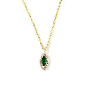 Real 925 Silver Zircon Green Eye Choker Necklace Women Fine Jewelry