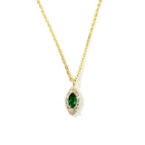 Real 925 Silver Zircon Green Eye Choker Necklace Women Fine Jewelry