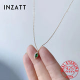Real 925 Silver Zircon Green Eye Choker Necklace Women Fine Jewelry
