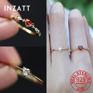 INZATT 925 Silver Zircon Heart Ring 14K Women Fine Jewelry