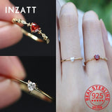 INZATT 925 Silver Zircon Heart Ring 14K Women Fine Jewelry