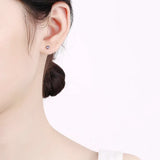 925 Silver Zircon Heart Stud Earrings Women Fine Jewelry