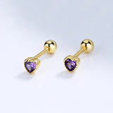 925 Silver Zircon Heart Stud Earrings Women Fine Jewelry