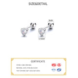 925 Silver Zircon Heart Stud Earrings Women Fine Jewelry
