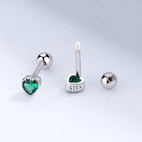 925 Silver Zircon Heart Stud Earrings Women Fine Jewelry