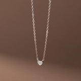 925 Silver Zircon Heart Choker Necklace for Women