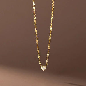 925 Silver Zircon Heart Choker Necklace for Women
