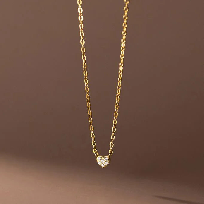 925 Silver Zircon Heart Choker Necklace for Women