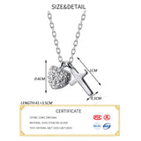 925 Silver Zircon Heart Cross Choker Necklace for Women
