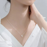 925 Silver Zircon Heart Cross Choker Necklace for Women