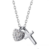 925 Silver Zircon Heart Cross Choker Necklace for Women
