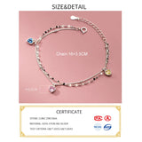 925 Silver Zircon Heart Double-layer Bracelet Women Fine Jewelry