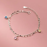 925 Silver Zircon Heart Double-layer Bracelet Women Fine Jewelry