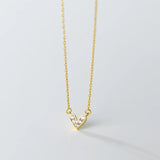 925 Silver Zircon Heart Pendant Choker Necklace Women Jewelry