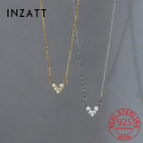 925 Silver Zircon Heart Pendant Choker Necklace Women Jewelry