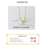 925 Silver Zircon Heart Pendant Choker Necklace Women Jewelry