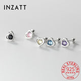 925 Sterling Silver Zircon Heart Stud Earrings For Women