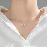 925 Silver Zircon Flower Pendant Choker Necklace for Women