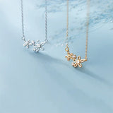 925 Silver Zircon Flower Pendant Choker Necklace for Women