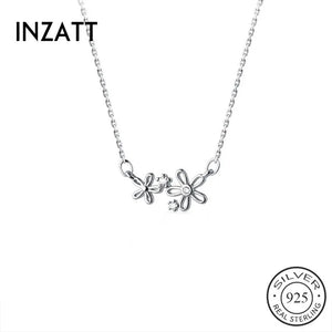 925 Silver Zircon Flower Pendant Choker Necklace for Women