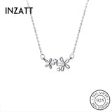925 Silver Zircon Flower Pendant Choker Necklace for Women