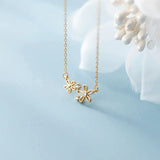 925 Silver Zircon Flower Pendant Choker Necklace for Women