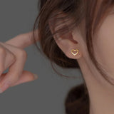 925 Silver Zircon Heart Stud Earrings Wedding Jewelry