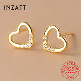 925 Silver Zircon Heart Stud Earrings Wedding Jewelry
