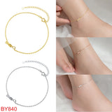 925 Silver Zircon Infinity Anklet Fine Jewelry Minimalist Accessories